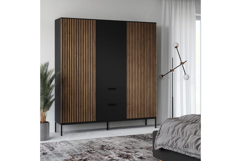 Meorati Garderob 185x200 cm - Brun - Förvaring - Sko- & klädförvaring - Garderober & garderobssystem