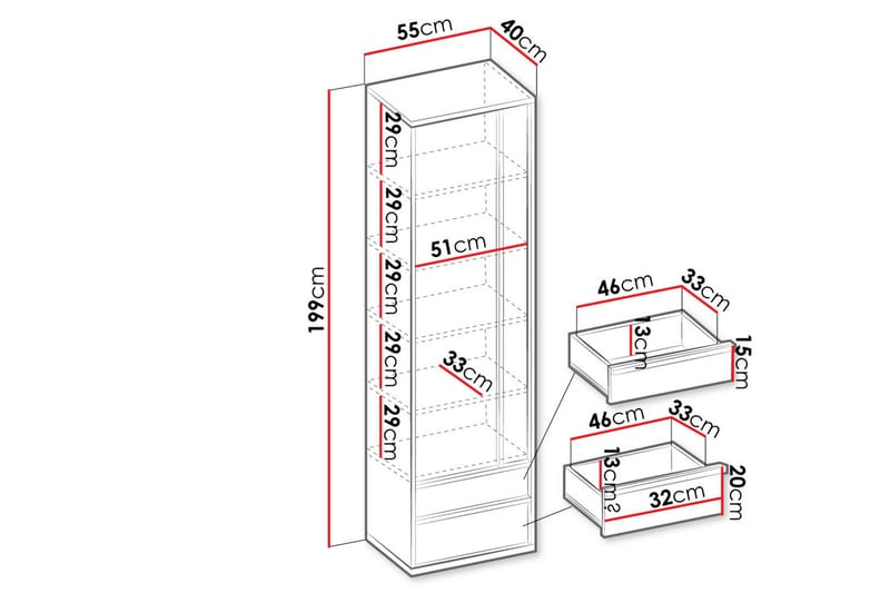 Metropolitan Garderob 55x199 cm - Brun/Vit/Ljusgrå/Svart - Förvaring - Sko- & klädförvaring - Garderober & garderobssystem