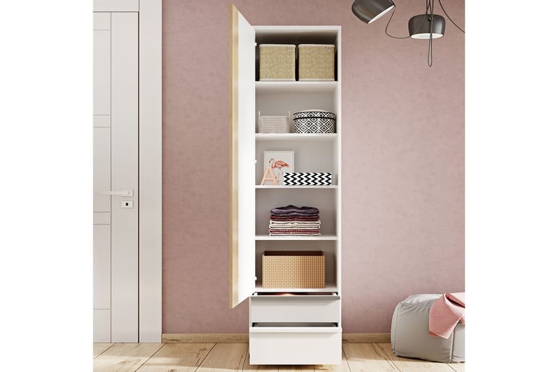 Metropolitan Garderob 55x199 cm - Brun/Vit/Ljusgrå/Svart - Förvaring - Sko- & klädförvaring - Garderober & garderobssystem