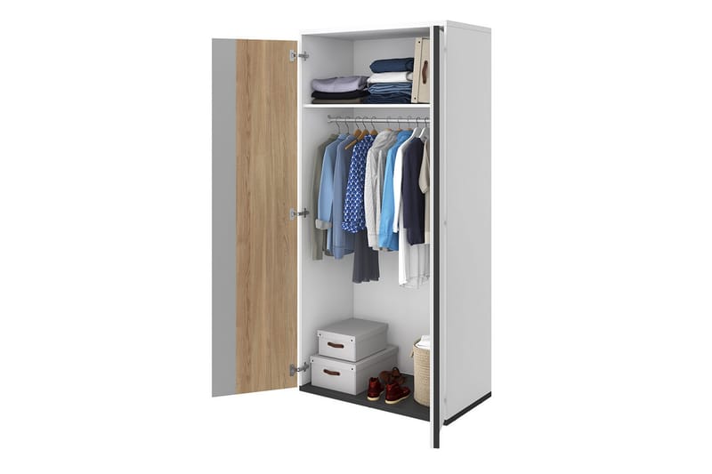 Metropolitan Garderob 90x199 cm - Brun/Vit/Ljusgrå/Svart - Förvaring - Sko- & klädförvaring - Garderober & garderobssystem