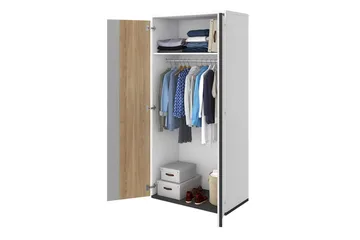 Metropolitan Garderob 90x199 cm - Vit/Grå/Svart - Förvaring - Sko- & klädförvaring - Garderober & garderobssystem