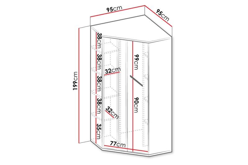 Metropolitan Garderob 95x199 cm - Brun/Vit/Ljusgrå/Svart - Förvaring - Sko- & klädförvaring - Garderober & garderobssystem