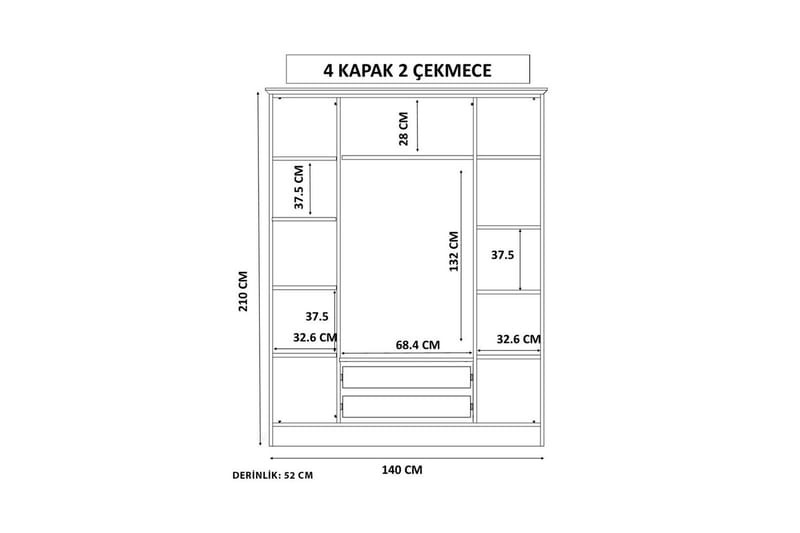Meyra Garderob 140x210 cm - Vit - Förvaring - Sko- & klädförvaring - Garderober & garderobssystem