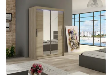 Miami Garderob 120x58x200 cm - Beige/Grå - Förvaring - Sko- & klädförvaring - Garderober & garderobssystem