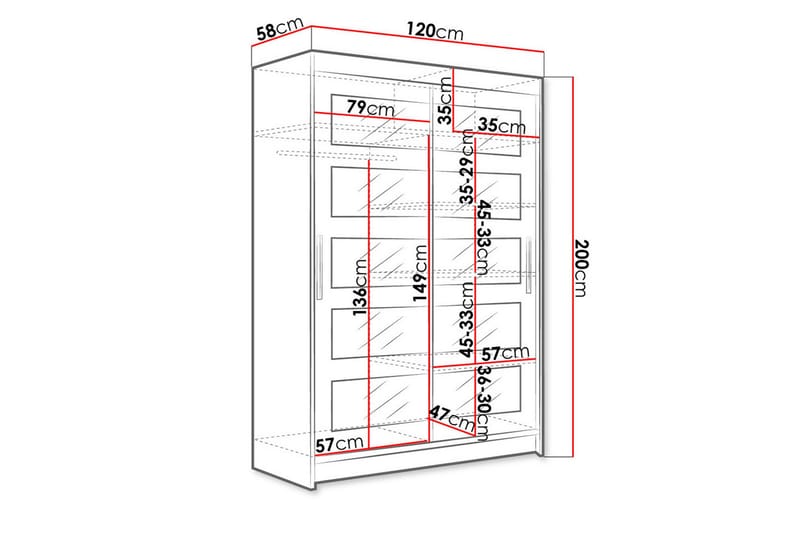 Miami Garderob 120x58x200 cm - Beige/Grå - Förvaring - Sko- & klädförvaring - Garderober & garderobssystem