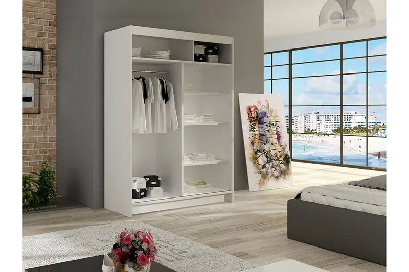 Miami Garderob 120x58x200 cm - Beige/Grå - Förvaring - Sko- & klädförvaring - Garderober & garderobssystem