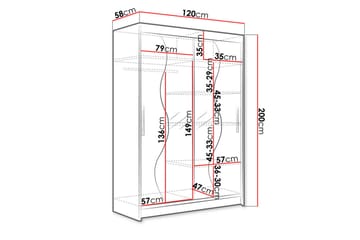 Miami Garderob 120x58x200 cm LED-belysning - Beige/Vit - Förvaring - Sko- & klädförvaring - Garderober & garderobssystem