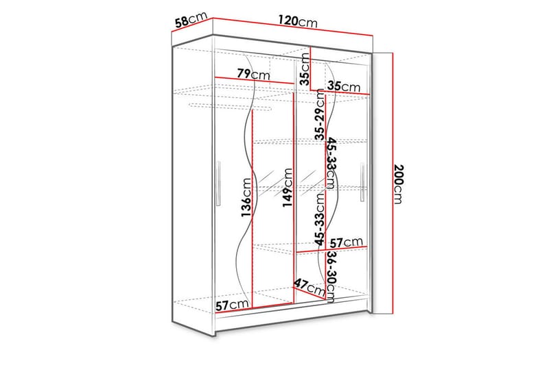 Miami Garderob 120x58x200 cm LED-belysning - Beige/Vit - Förvaring - Sko- & klädförvaring - Garderober & garderobssystem