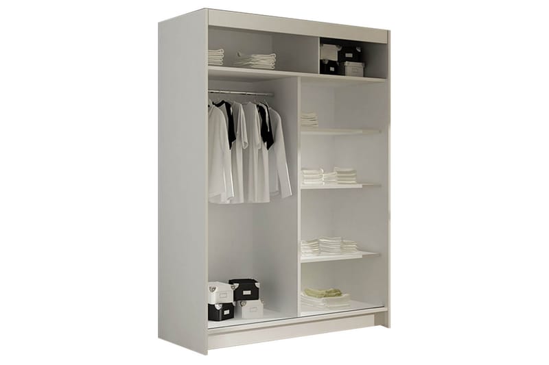 Miami Garderob 120x58x200 cm LED-belysning - Beige/Vit - Förvaring - Sko- & klädförvaring - Garderober & garderobssystem