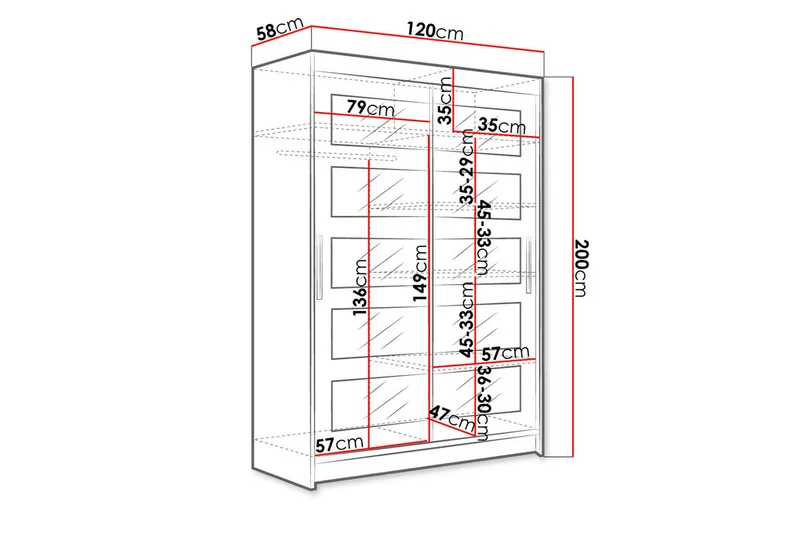 Miami Garderob 120x58x200 cm - Svart - Förvaring - Sko- & klädförvaring - Garderober & garderobssystem