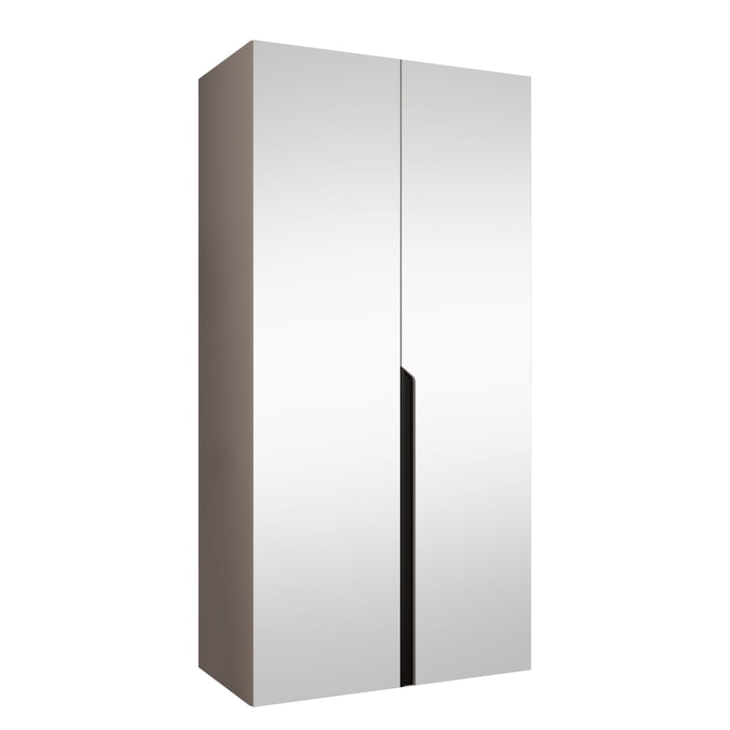 Milias Garderob med spegel 100x202 cm, beige / svart