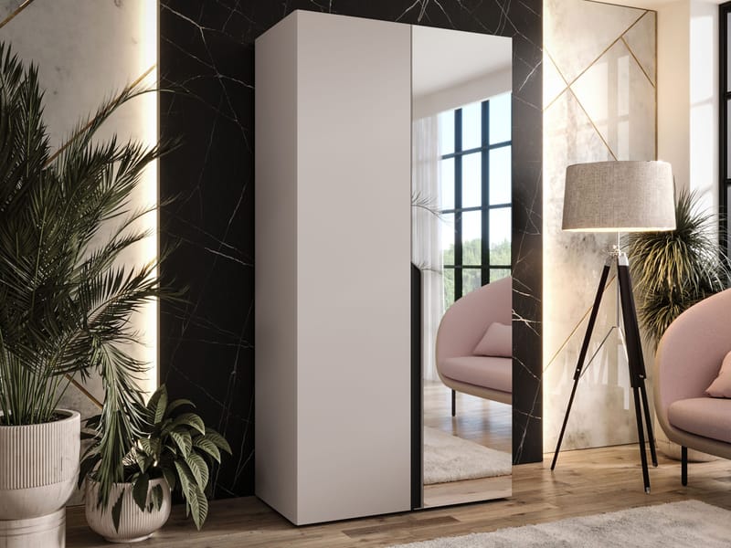 Milias Garderob med spegel 100x202 cm - beige - Förvaring - Sko- & klädförvaring - Garderober & garderobssystem