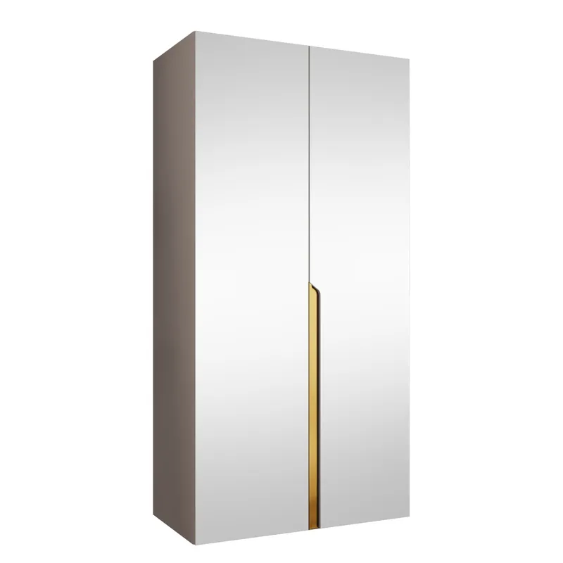 Milias Garderob med spegel 100x202 cm, beige/guld