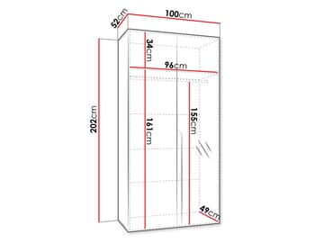 Milias Garderob med spegel 100x202 cm - Brun/guld - Förvaring - Sko- & klädförvaring - Garderober & garderobssystem