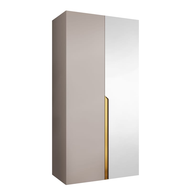 Milias Garderob med spegel 100x202 cm, Guld, beige