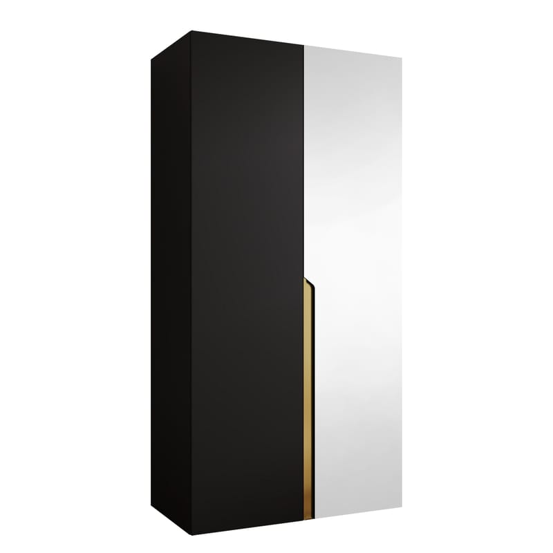 Milias Garderob med spegel 100x202 cm, Guld, svart