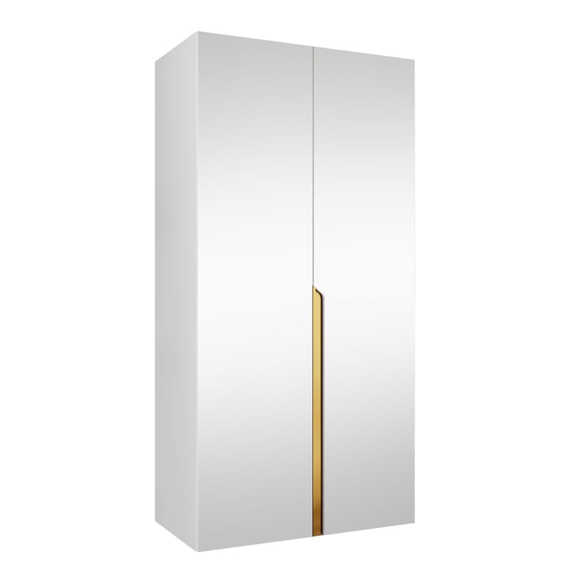 Milias Garderob med spegel 100x202 cm - vit / guld - Förvaring - Sko- & klädförvaring - Garderober & garderobssystem