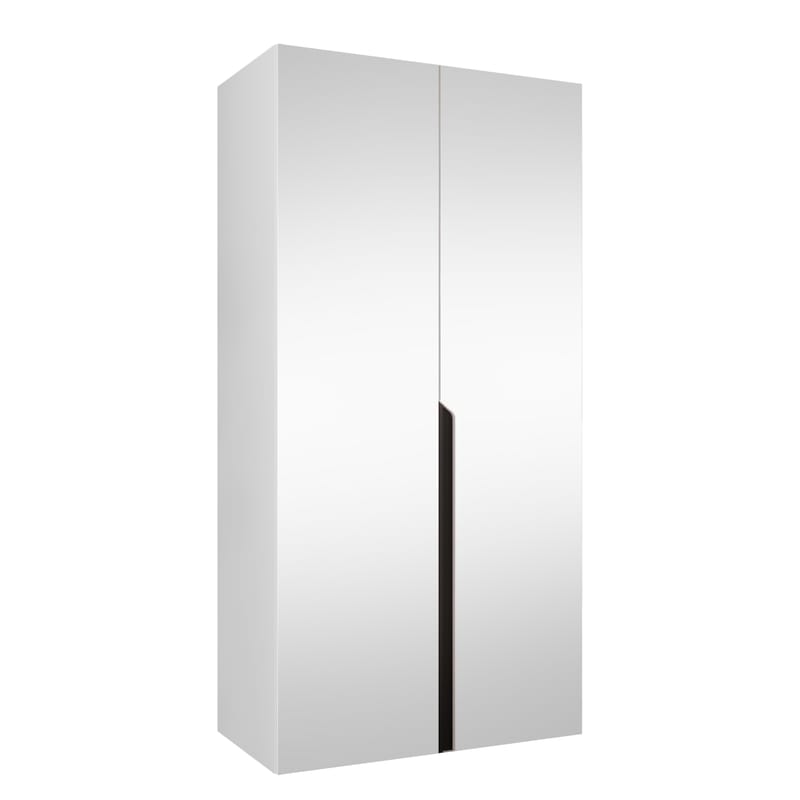 Milias Garderob med spegel 100x202 cm, vit / svart