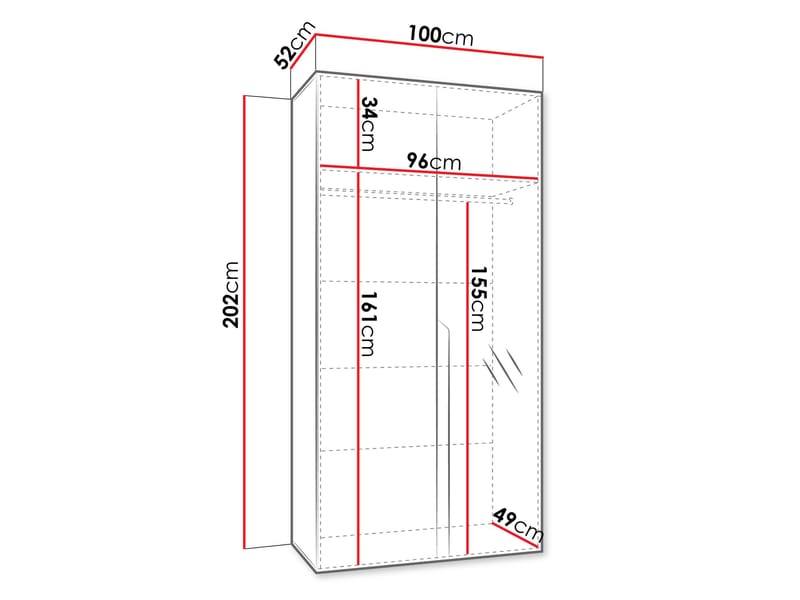 Milias Garderob med spegel 100x202 cm - vit - Förvaring - Sko- & klädförvaring - Garderober & garderobssystem
