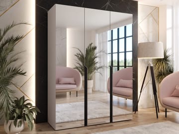 Milias Garderob med spegel 150x202 cm - beige / svart - Förvaring - Sko- & klädförvaring - Garderober & garderobssystem