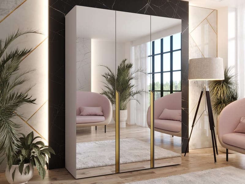 Milias Garderob med spegel 150x202 cm - beige - Förvaring - Sko- & klädförvaring - Garderober & garderobssystem