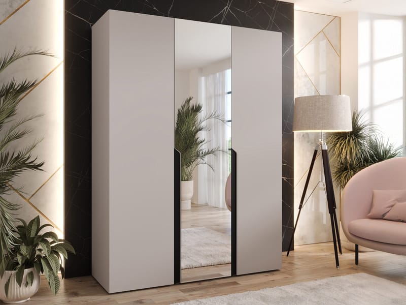 Milias Garderob med spegel 150x202 cm - beige - Förvaring - Sko- & klädförvaring - Garderober & garderobssystem