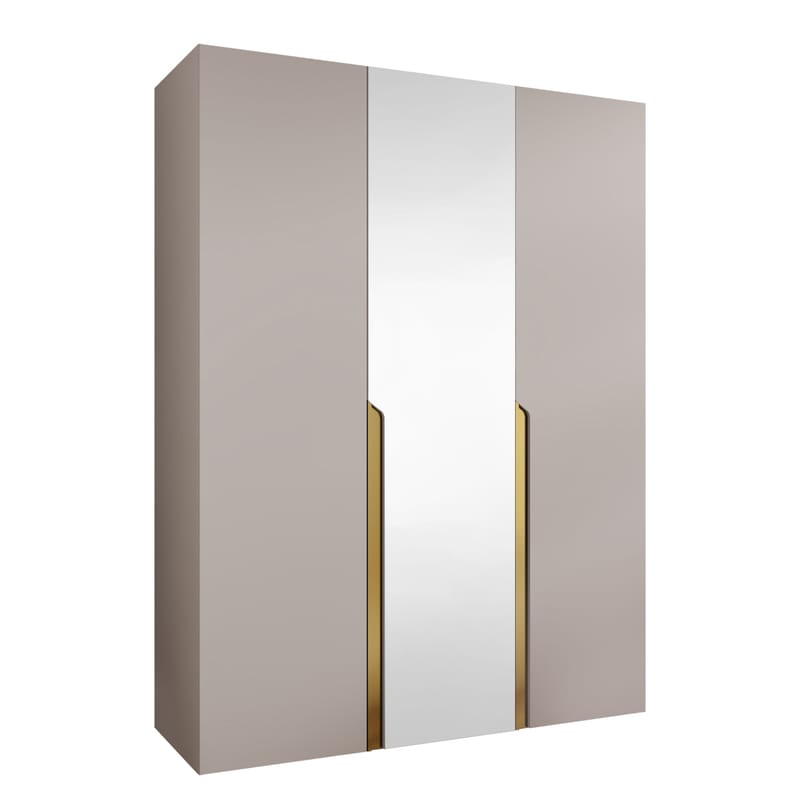 Milias Garderob med spegel 150x202 cm, Guld/beige