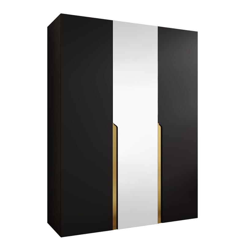 Milias Garderob med spegel 150x202 cm, Guld/svart