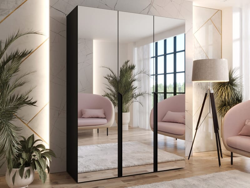 Milias Garderob med spegel 150x202 cm - svart - Förvaring - Sko- & klädförvaring - Garderober & garderobssystem