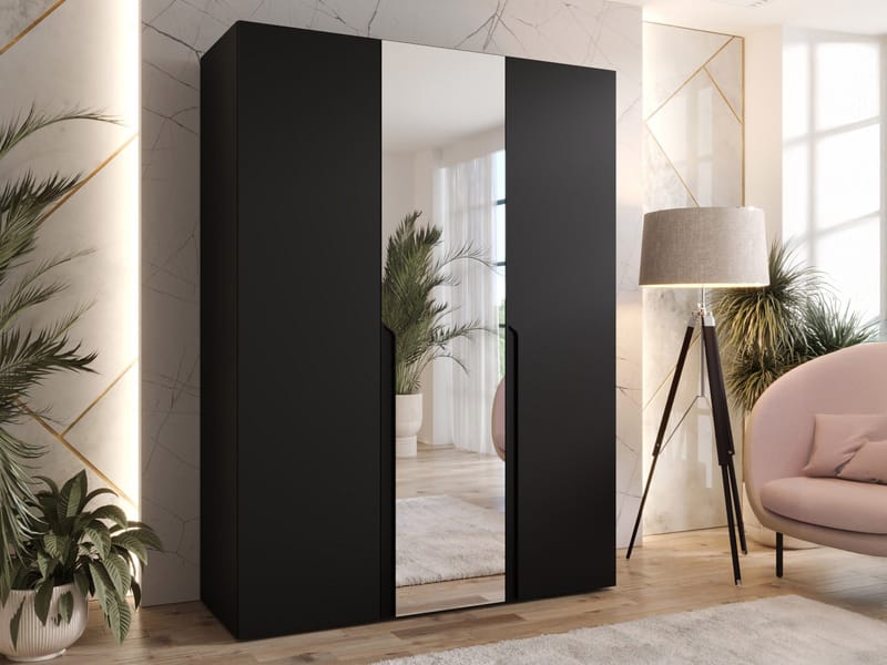 Milias Garderob med spegel 150x202 cm - svart - Förvaring - Sko- & klädförvaring - Garderober & garderobssystem