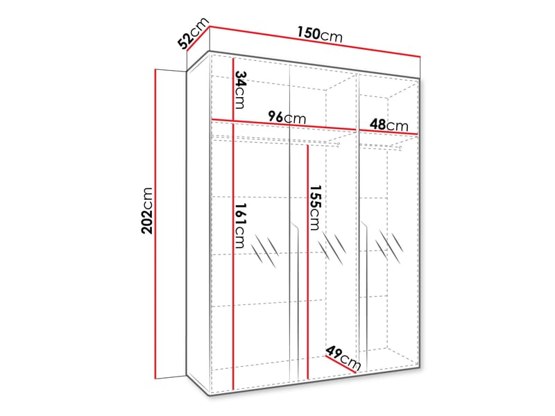 Milias Garderob med spegel 150x202 cm - svart - Förvaring - Sko- & klädförvaring - Garderober & garderobssystem