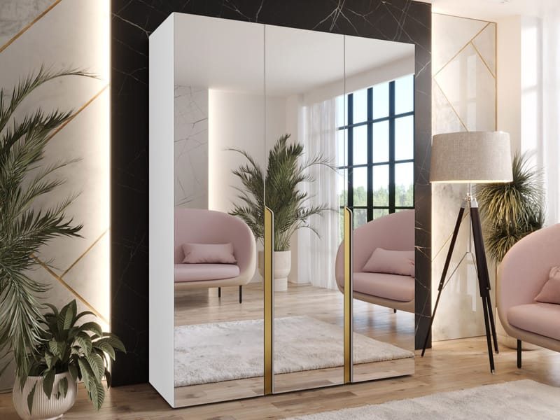 Milias Garderob med spegel 150x202 cm - vit - Förvaring - Sko- & klädförvaring - Garderober & garderobssystem