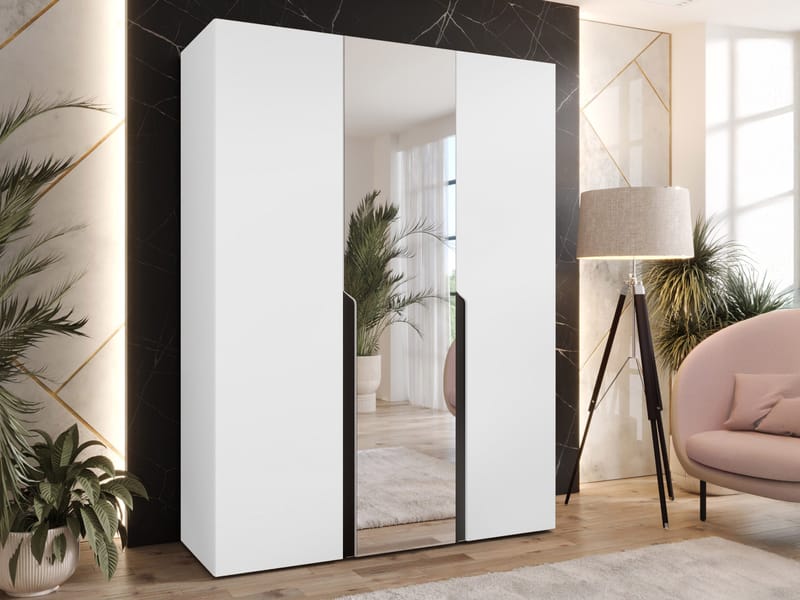 Milias Garderob med spegel 150x202 cm - vit - Förvaring - Sko- & klädförvaring - Garderober & garderobssystem