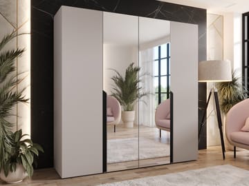 Milias Garderob med spegel 200x202 cm - beige - Förvaring - Sko- & klädförvaring - Garderober & garderobssystem