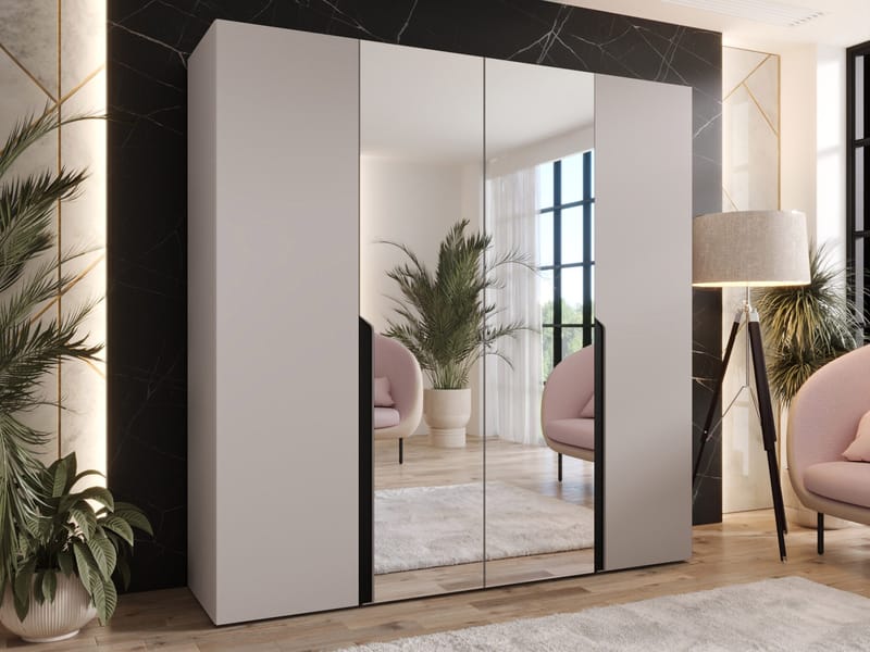 Milias Garderob med spegel 200x202 cm - beige - Förvaring - Sko- & klädförvaring - Garderober & garderobssystem