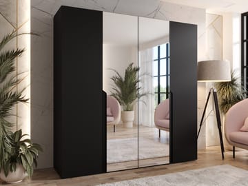 Milias Garderob med spegel 200x202 cm - svart - Förvaring - Sko- & klädförvaring - Garderober & garderobssystem