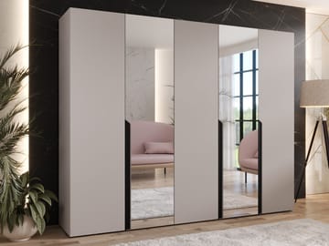 Milias Garderob med spegel 250x202 cm - beige - Förvaring - Sko- & klädförvaring - Garderober & garderobssystem