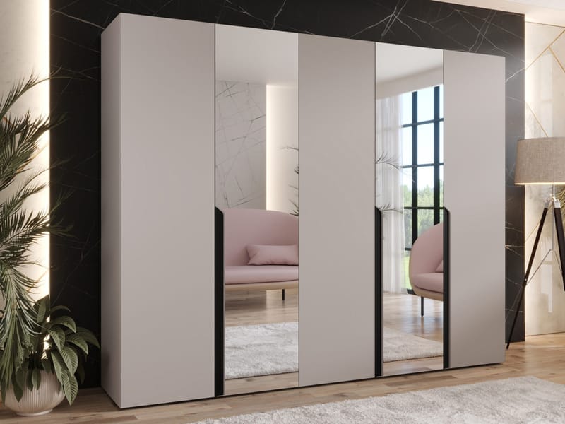 Milias Garderob med spegel 250x202 cm - beige - Förvaring - Sko- & klädförvaring - Garderober & garderobssystem
