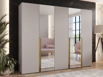 Milias Garderob med spegel 250x202 cm - beige - Förvaring - Sko- & klädförvaring - Garderober & garderobssystem
