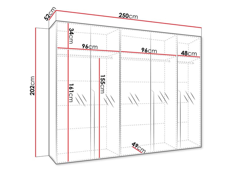 Milias Garderob med spegel 250x202 cm - Brun/guld - Förvaring - Sko- & klädförvaring - Garderober & garderobssystem