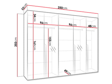 Milias Garderob med spegel 250x202 cm - Brun/svart - Förvaring - Sko- & klädförvaring - Garderober & garderobssystem