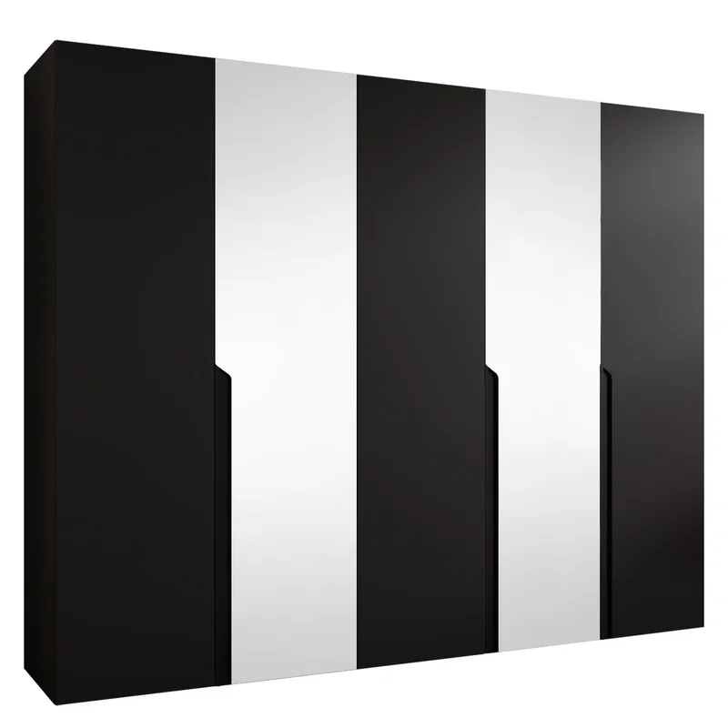 Milias Garderob med spegel 250x202 cm, Svart, svart