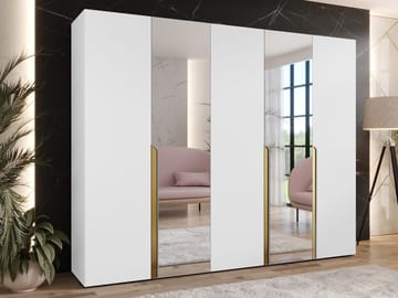 Milias Garderob med spegel 250x202 cm - vit - Förvaring - Sko- & klädförvaring - Garderober & garderobssystem