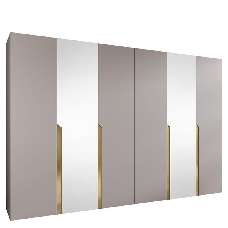 Milias Garderob med spegel 300x202 cm, beige/guld