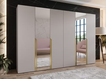 Milias Garderob med spegel 300x202 cm - beige/guld - Förvaring - Sko- & klädförvaring - Garderober & garderobssystem