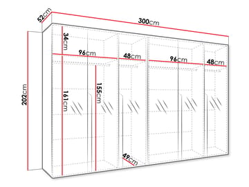 Milias Garderob med spegel 300x202 cm - Brun/guld - Förvaring - Sko- & klädförvaring - Garderober & garderobssystem