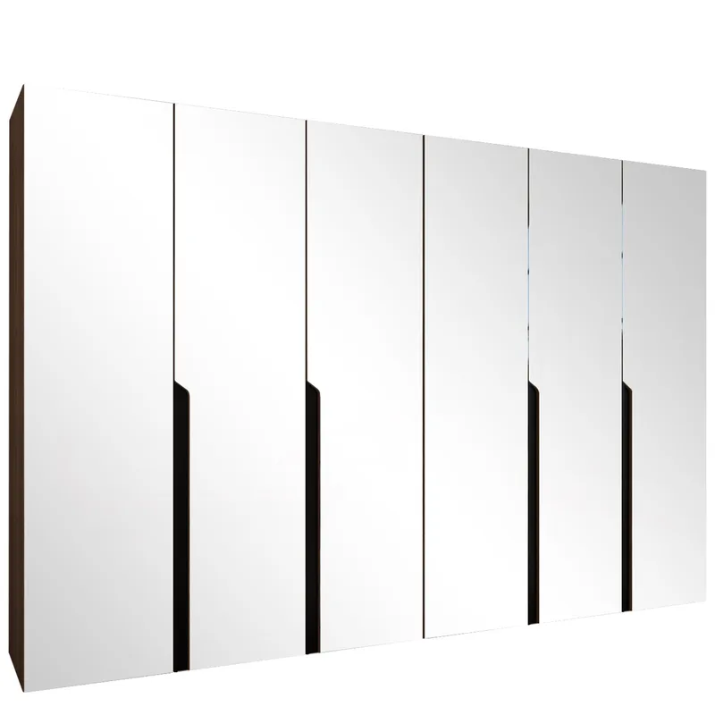 Milias Garderob med spegel 300x202 cm, Brun/svart
