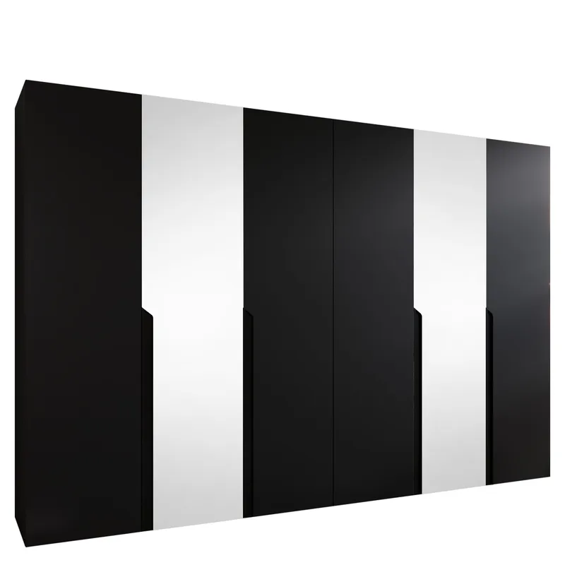 Milias Garderob med spegel 300x202 cm, svart