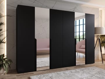 Milias Garderob med spegel 300x202 cm - svart - Förvaring - Sko- & klädförvaring - Garderober & garderobssystem