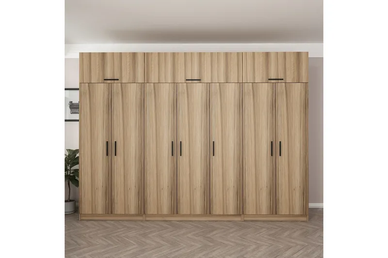 Minar Garderob 315x235 cm - Valnöt - Förvaring - Sko- & klädförvaring - Garderober & garderobssystem